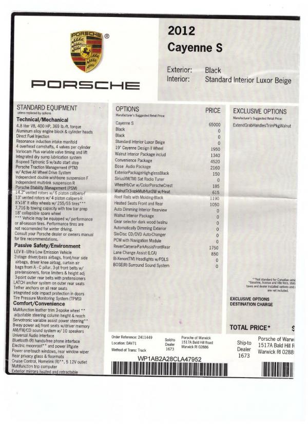 Used 2012 PORSCHE CAYENNE S S