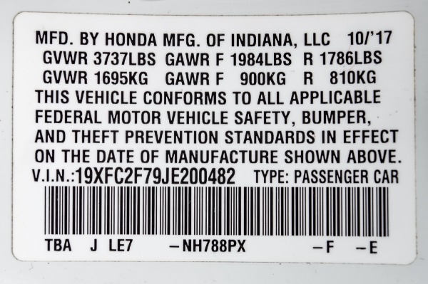 Used 2018 HONDA CIVIC EX