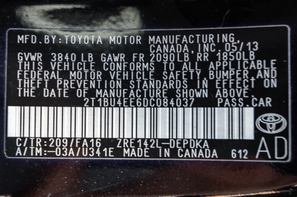 Used 2013 Toyota COROLLA BASE
