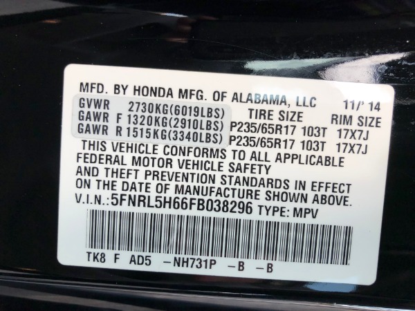 Used 2015 HONDA ODYSSEY EX L EX L dvd