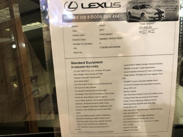 Used 2017 LEXUS RX350 350