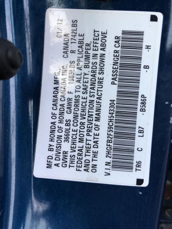 Used 2012 HONDA CIVIC LX LX