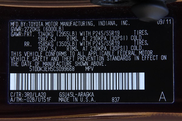 Used 2012 Toyota HIGHLANDER LTD LIMITED