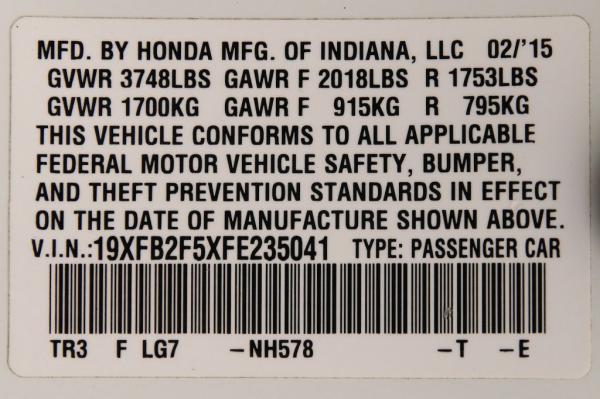 Used 2015 HONDA CIVIC LX LX
